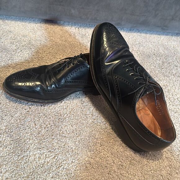 Vintage Men’s Bostonian Black Wing Tip Formal Dress Shoes Size 7.5 Made in USA - Picture 9 of 14